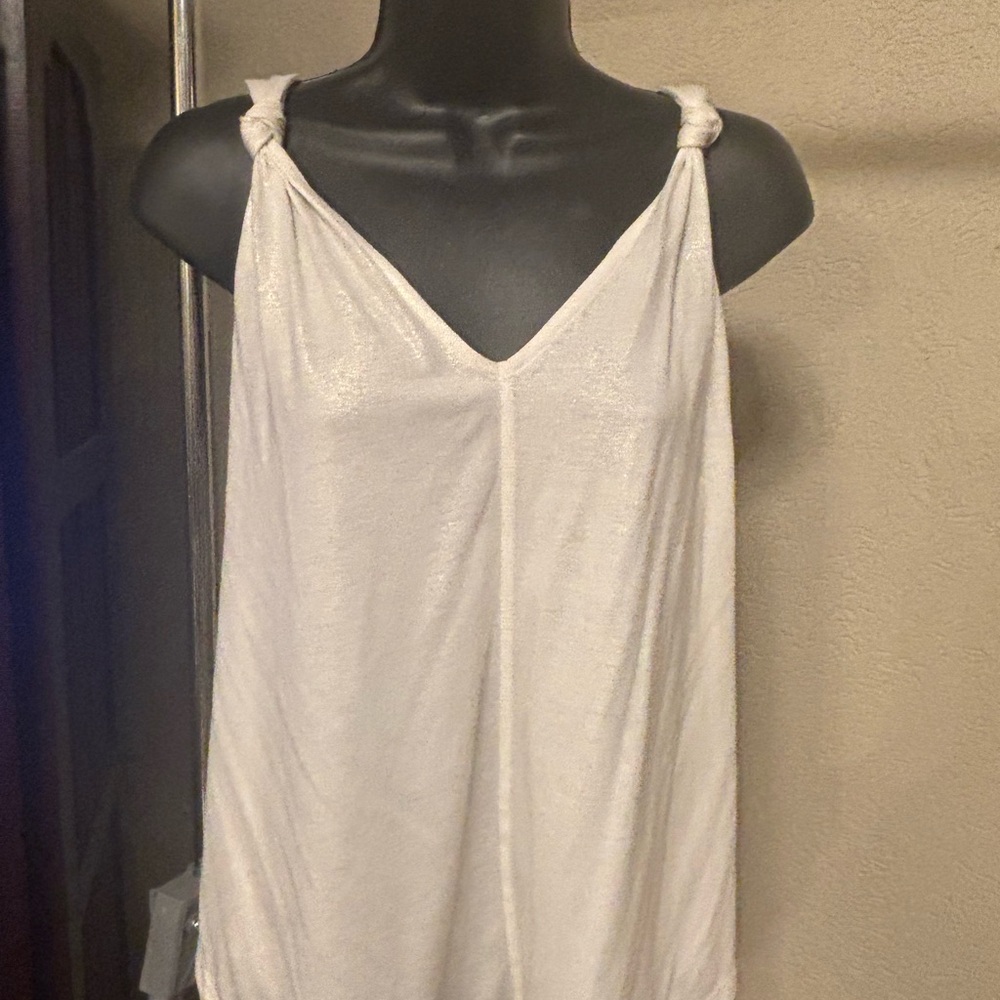 Anthropologie Cream Light Shimmer Sleeveless Blouse